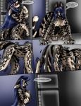 aakashi blue_hair breasts comic felid feline female gender_transformation hair leopardus mammal nude ocelot solo taur transformation transformation_sequence