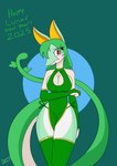 anthro armwear asian_clothing chinese_clothing chinese_dress clothing dress east_asian_clothing elbow_gloves female gloves handwear legwear solo stockings samuel-neocros nintendo pokemon generation_5_pokemon pokemon_(species) serperior hi_res