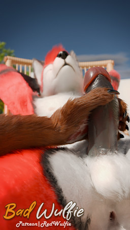 5_fingers anthro anthro_on_anthro anus balls biped black_nose blue_eyes claws countershade_accent digitigrade duo erection eyebrows eyes_closed fingers fluffy fur genitals glans gloves_(marking) hair handjob humanoid_genitalia humanoid_penis male male/male male_anthro markings nude orange_body orange_fur pawpads paws penile penis plant public realistic red_body red_fur sex sky sun tree whiskers white_body white_fur white_whiskers red_wulfie red_(red_wulfie) canid canine canis fox mammal red_fox true_fox wolf 3d_(artwork) absurd_res blender_(artwork) blender_cycles_(artwork) digital_media_(artwork) hi_res watermark