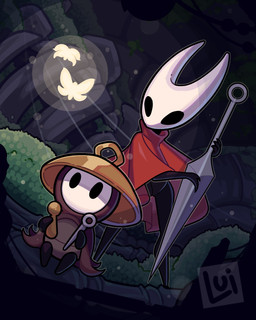 black_body black_exoskeleton cloak cloak_only clothed clothing duo exoskeleton female headgear headwear holding_melee_weapon holding_object holding_weapon hornet's_needle larger_female male melee_weapon pose red_cloak red_clothing sitting size_difference smaller_male weapon white_head itsmelui hollow_knight:_silksong hollow_knight_(franchise) team_cherry hornet_(hollow_knight) sherma_(hollow_knight:_silksong) arthropod hi_res