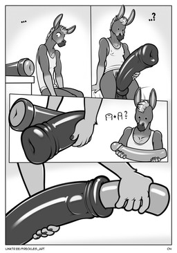 5_fingers animal_genitalia anthro big_penis big_sheath biped border dildo ellipsis fingers genitals huge_penis huge_sheath humanoid_genitalia humanoid_penis hyper hyper_genitalia hyper_penis hyper_sheath male mane mismatched_genitalia mismatched_humanoid_penis mismatched_penis penetrable_sex_toy penetration penis sex_toy sheath sheath_penetration sheath_play solo white_border freckles_(artist) dill_(freckles) asinus donkey equid equine mammal comic hi_res monochrome