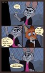 anthro border clothed clothing dialogue duo female fur grey_body grey_fur holding_object male orange_body orange_border orange_fur ring speech_bubble text mod_lemon brooklyn_nine-nine disney zootopia judy_hopps nick_wilde canid canine fox lagomorph leporid mammal rabbit red_fox true_fox 2016 absurd_res comic english_text hi_res signature