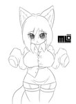 big_breasts breasts clothing cocktail_dress exercise female footwear legwear shirt socks solo topwear mi_lan milan_(mi_lan) felid feline mammal absurd_res hi_res monochrome