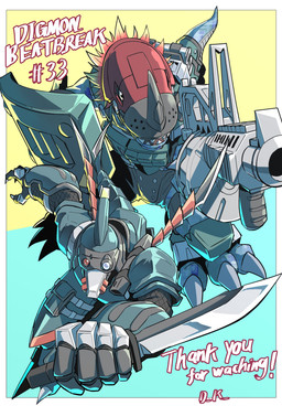 anthro armor blonde_hair claws duo gun hair headgear helmet knife male mask ranged_weapon rifle riot_shield text weapon dk_digimon bandai_namco digimon digimon_beatbreak digimon_(species) hi-commandramon scalie sealsdramon absurd_res english_text hi_res