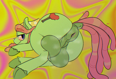anus balls bandana_on_head big_anus big_balls big_butt blush blush_lines bodily_fluids butt clothing cutie_mark dock_(anatomy) feral freckled_butt freckled_face freckles fur genitals green_anus green_balls green_body green_ears green_fur green_hooves hair headgear headwear hooves huge_balls kerchief looking_at_viewer looking_back looking_back_at_viewer male musk orange_tail pink_hair pink_tail purple_eyes quadruped rear_view smile solo sweat sweaty_anus sweaty_balls sweaty_genitalia tail white_clothing yellow_clothing gafftopsail friendship_is_magic hasbro my_little_pony tree_hugger_(mlp) equid equine horse mammal pony 2024 hi_res gynomorph_(lore)