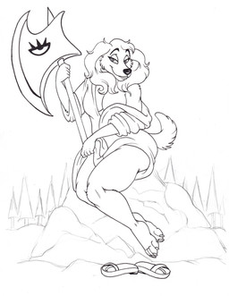 anthro axe bare_shoulders battle_axe big_breasts biped black_nose blue_eyes breasts claws cleavage clothed clothing feet female footwear fur melee_weapon robe sandals shoes sitting sky smile snow solo undressing weapon white_body white_fur undertaild undertale undertale_(series) dogaressa canid canine canis domestic_dog mammal 2016 hi_res