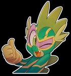 dragon fangs friendship_is_magic gesture green_eyes hand_gesture hasbro kick-ass kick-ass_(character) male my_little_pony mythological_creature mythological_scalie mythology one_eye_closed purple_body sartf scalie solo spike_(mlp) superhero_costume teeth thumbs_up