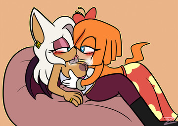 alternate_universe anthro breast_fondling breast_play breasts clothed clothing duo female female/female fondling hand_on_breast making_out narrowed_eyes partially_clothed the_night_club_au tongue tongue_out zurzure sega sonic_adventure sonic_the_hedgehog_(series) rouge_the_bat tikal_the_echidna bat echidna mammal monotreme