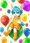 ambiguous_gender anthro balloon balloon_support blue_eyes blue_hair blue_tail blush blush_lines cheek_tuft chest_tuft clothed clothing cute_fangs facial_tuft fur glistening glistening_eyes hair holding_balloon holding_object inflatable inflatable_ride inflatable_support inner_ear_fluff kemono looking_at_viewer on_balloon one_leg_up open_mouth pawpads pink_pawpads raised_leg rubber_boots sitting solo tail text tuft white_body white_ears white_face white_fur white_inner_ear white_inner_ear_fluff yellow_raincoat young young_anthro naegi teru_(naegi) canid canine fox mammal 2022 absurd_res digital_media_(artwork) hi_res