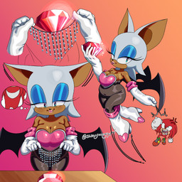 anthro armor armwear bat_wings black_wings blue_eyes blue_eyeshadow boots breastplate breasts chaos_emerald cleavage clothed clothing countershading duo elbow_gloves eyelashes eyeshadow female footwear fur gem gloves hair handwear high_heeled_boots high_heels lipstick makeup male membrane_(anatomy) membranous_wings pink_lipstick red_body red_fur shoes skinsuit tan_body tan_countershading tan_inner_ear tan_skin tight_clothing white_armwear white_body white_boots white_clothing white_ears white_elbow_gloves white_footwear white_fur white_gloves white_hair white_handwear white_high_heeled_boots wings swagmanguypal sega sonic_the_hedgehog_(series) knuckles_the_echidna rouge_the_bat bat echidna mammal monotreme 1:1 absurd_res hi_res watermark