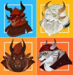 4_ears ambiguous_gender anthro clothed clothing eye_patch eyewear fur group hair horn looking_at_viewer multi_ear open_mouth melamoryblack guild_wars charr felid hybrid lion mammal pantherine absurd_res headshot_portrait hi_res portrait