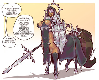 armor breasts clothed clothed_female clothed_taur clothing female front_view hair hooves looking_at_viewer melee_weapon polearm solo spear standing tail text weapon lluisabadias european_mythology greek_mythology mythology centaur equid equid_taur humanoid_taur mammal mammal_taur taur 2026 absurd_res digital_drawing_(artwork) digital_media_(artwork) english_text hi_res