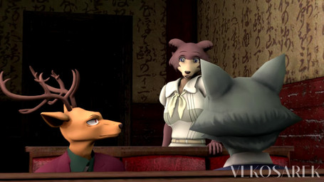 anthro antlers awkward clothed clothing female group hand_on_shoulder horn humor looking_at_another male restaurant sitting trio conditional_dnp sound_warning vlkosarek crescentpapermoon_(modeler) damkung_(modeler) beastars parks_and_recreation juno_(beastars) legoshi_(beastars) louis_(beastars) canid canine canis deer mammal wolf 16:9 2025 3d_(artwork) 3d_animation animated digital_media_(artwork) english_audio hi_res short_playtime sound source_filmmaker_(artwork) video watermark widescreen