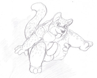anthro balls erection genitals male penis sitting solo tail tongue tongue_out kitsune_youkai daiosharune felid leopard mammal pantherine 2021 hi_res monochrome