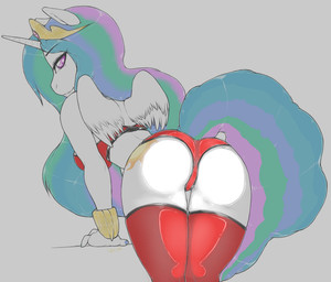 against_surface anthro anthrofied bent_over bra breasts butt clothed clothing cutie_mark feathered_wings feathers female hair horn legwear lingerie long_hair looking_at_viewer looking_back multicolored_hair on_glass panties presenting presenting_hindquarters princess purple_eyes rear_view royalty simple_background skimpy solo tail thick_thighs thigh_gap thigh_highs underwear white_background white_body white_feathers wings niis friendship_is_magic hasbro my_little_pony mythology princess_celestia_(mlp) equid equine mammal mythological_creature mythological_equine winged_unicorn