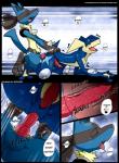anal anal_penetration animal_genitalia anthro anus balls blue_balls blue_body bodily_fluids colored comic dialogue drooling duo english_text erection fur gaping gaping_anus generation_4_pokemon generation_6_pokemon genital_slit genitals greninja heart_symbol hi_res kivwolf knot lucario male male/male male_penetrated male_penetrating male_penetrating_male nintendo outside penetration penis pokemon pokemon_(species) red_eyes redoxx saliva sex shocked text third-party_edit tongue tongue_out