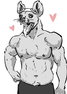 anthro artificer clothing eyewear goggles headgear headwear heart_symbol hearts_around_head inventor male nipples shirtless_anthro shirtless_male solo teeth tongue tongue_out icedhunnybunz dungeons_and_dragons hasbro wizards_of_the_coast raazz gnoll hyena mammal hi_res sketch