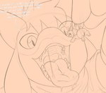 2024 big_butt bodily_fluids butt corvyd_the_riolu dialogue digital_drawing_(artwork) digital_media_(artwork) duo english_text extreme_size_difference fangs freyfen generation_1_pokemon generation_4_pokemon guide_lines held_by_tail hi_res imminent_vore looking_at_another macro mouth_shot nintendo open_mouth pikachu pokemon pokemon_(species) riolu saliva saliva_on_tongue saliva_string size_difference sparky_the_chu sparky_the_chu_(character) teeth text thick_thighs tongue tongue_out