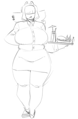 antennae_(anatomy) beverage big_breasts breasts button_(fastener) clothed clothing cocktail_garnish cocktail_umbrella container cup curvy_figure drinking_glass eyeless female food footwear furgonomic_piercing furgonomics glass glass_container glass_cup hand_behind_back holding_object holding_plate lips piercing plate pseudo_hair shoes simple_background solo tentacle_hair tentacles thick_thighs uniform white_background rekkadraws sevin_(rekkadraws) animal_humanoid gastropod gastropod_humanoid humanoid mollusk mollusk_humanoid slug_humanoid 2025 digital_drawing_(artwork) digital_media_(artwork) full-length_portrait monochrome portrait sketch