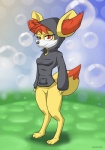 3_toes black_nose breasts bubble canine clothing eyelashes female fennec fennekin fox fur grass hair half-closed_eyes looking_at_viewer mammal nintendo pokemon_amie pokémon red_eyes red_fur red_hair schwoo shadow small_breasts solo standing toes video_games white_fur yellow_fur
Rating: Safe
Score: 7
User: Finchmaster
Date: January 25, 2014
