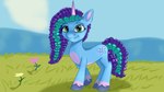 coat_markings female fetlocks flower horn meadow plant smile solo jbond hasbro mlp_g5 my_little_pony mythology misty_brightdawn_(mlp) equid equine horse mammal mythological_creature mythological_equine pony unicorn 16:9 hi_res widescreen