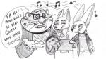 2016 anthro benjamin_clawhauser caliosidhe canid canine cheetah clothed clothing comic disney felid feline female fennec_fox finnick_(zootopia) fox fur gwen_fawkes low_res male mammal true_fox zistopia zootopia