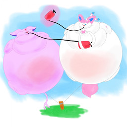 air_inflation air_pump ambiguous_gender belly belly_blush belly_expansion big_belly big_cheeks black_nose blue_background blue_inner_ear blue_sclera blush body_blush body_inflation cheek_expansion duo expansion eyes_closed feral floating forehead_gem gem held_by_string hose hose_in_mouth hose_inflation huge_belly hyper hyper_belly hyper_inflation immobile implied_popping inflation one_eye_closed pink_ears pink_tail puffed_cheeks purple_body purple_ears purple_inner_ear purple_tail red_gem ribbons_(anatomy) simple_background spherical_inflation stake swelling tail telekinesis white_background white_body white_eyes yamad4man nintendo pokemon eeveelution espeon generation_2_pokemon generation_6_pokemon pokemon_(species) sylveon 1:1 2023 colored digital_media_(artwork) hi_res shaded