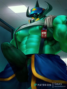 2_horns abs anal anal_penetration areola armor balls barazoku big_balls big_muscles big_pecs big_penis clothed clothing clothing_lift duo erection genitals gloves green_body green_eyes handwear headgear helmet horn horned_helmet huge_balls huge_muscles huge_pecs huge_penis id_card janitor male male/male male_penetrated male_penetrating male_penetrating_male manly mask muscular muscular_male nipples not_furry not_furry_focus partially_clothed pecs penetration penile penile_penetration penis penis_in_ass sex shirt shirt_lift suspenders tattoo thick_arms topwear unprofessional_behavior vein veiny_penis yellow_clothing yellow_gloves yellow_handwear saury_(artist) league_of_legends riot_games tencent mordekaiser_(lol) thresh humanoid spirit undead 3:4 animated high_framerate long_playtime no_sound video