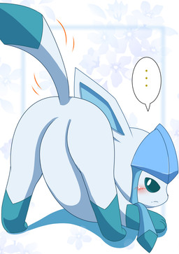 ambiguous_gender ass_up blue_body blush butt digitigrade dipstick_tail featureless_crotch feral leg_markings looking_at_viewer markings null quadruped raised_tail rear_view socks_(marking) solo tail tail_markings harusupu nintendo pokemon eeveelution generation_4_pokemon glaceon pokemon_(species) hi_res