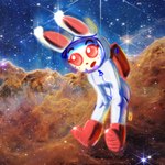 anthro female fur nebula red_eyes sky solo spacesuit star starry_sky white_body white_fur moon-watcher animal_crossing nintendo ruby_(animal_crossing) albino lagomorph mammal 1:1 absurd_res hi_res huge_filesize