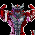 abs anthro arm_tattoo big_muscles black_sclera chest_tattoo demonic flexing flexing_bicep flexing_both_biceps flexing_muscles fluffy horn looking_at_viewer male muscular muscular_male occult_symbol pecs pentagram red_body red_eyes smile smiling_at_viewer solo strife symbol tattoo firezol abaddonstrife canid canine canis demon hybrid mammal wolf maine_(disambiguation) 1:1 alpha_channel