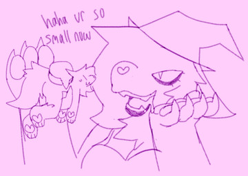 4_fingers 4_toes 5_fingers >3 ambiguous_gender anthro black_lips blush bodily_fluids breasts clothing dialogue drooling duo eyeliner feet female female/ambiguous fingers hat headgear headwear heart_nose heart_symbol holding_character lips looking_at_another macro makeup pawpads pink_background saliva simple_background text toes witch_hat bigsteppies mythology canid canine mammal mythological_canine mythological_creature werecanid werecanine werecreature werewolf english_text monochrome