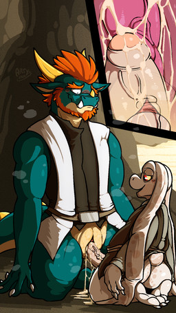 andromorph andromorph/male andromorph_penetrated anthro anthro_on_anthro anthro_penetrated anthro_penetrating anthro_penetrating_anthro beard big_penis blush blush_lines bodily_fluids bottomless bottomless_anthro bottomless_male butt clothed clothing cum cum_in_vagina cum_inside cumshot curved_horn ejaculation erection facial_hair facial_horn floppy_ears genital_fluids genitals green_body green_scales hair half-closed_eyes horn huge_penis humanoid_genitalia humanoid_penis humanoid_vulva intersex intersex/male intersex_penetrated jedi jedi_tunic kneeling looking_pleasured male male_penetrating male_penetrating_andromorph male_penetrating_intersex narrowed_eyes nervous nervous_smile nose_horn open_mouth open_smile orange_hair orgasm penetration penile penile_penetration penis penis_in_vagina scales sex shortstack shortstack_anthro shortstack_male smile vaginal vaginal_penetration vein veiny_penis vulva white_body white_skin yellow_body yellow_scales yellow_sclera arty_the_frog mythology star_wars arty_stu_(fursona) amphibian dragon mythological_creature mythological_scalie qsiti scalie wingless_dragon hi_res