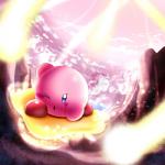 blue_eyes blush not_furry one_eye_closed open_mouth pink_body solo warp_star alcyone kirby_(series) nintendo super_smash_bros. super_smash_bros._ultimate world_of_light kirby waddling_head 1:1 2018