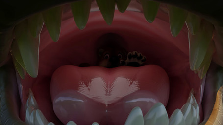 5_fingers anthro anthro_prey black_pawpads brown_body brown_fur close-up day duo feet_first feral feral_pred fingers forked_tongue fur larger_feral larger_pred mouth_open_swallowing mouth_shot on_tongue open_mouth oral_vore outside pawpads pink_tongue scales sharp_teeth size_difference smaller_anthro swallowing teeth tongue vore white_body white_fur wide_eyed kajar untied_verbeger_(modeler) european_mythology mythology green_dragon_(untied_verbeger) canid canine canis dragon mammal mythological_creature mythological_scalie scalie western_dragon wolf 16:9 3d_(artwork) 3d_animation animated blender_(artwork) digital_media_(artwork) hi_res loop no_sound seamless_loop short_playtime video widescreen