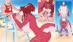 anthro big_breasts breasts casual_sex fellatio female female_penetrated hand_on_face larger_female lifeguard lifeguard_swimsuit looking_at_another looking_at_viewer male male/female nipples obscured_sex oral penetration penile pink_nipples sex size_difference smaller_male standing tavya mythology kara_(buttocher) dragon human mammal mythological_creature mythological_scalie scalie absurd_res detailed digital_drawing_(artwork) digital_media_(artwork) hi_res