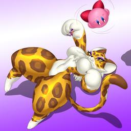 ambiguous_gender anthro breasts duo featureless_breasts female huge_hips huge_thighs hyper hyper_hips hyper_thighs thick_thighs whiskers wide_hips kyelyn_(artist) kirby_(series) nintendo clawroline kirby felid leopard mammal pantherine waddling_head 1:1 absurd_res hi_res