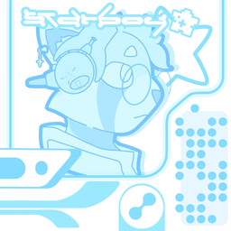 2000s_theme anthro clothing curly_hair ear_piercing ear_ring electronics eyebrows eyewear fur fur_markings futuristic glasses hair headphones inner_ear_fluff jacket looking_forward male markings neutral_expression piercing ring_piercing round_glasses side_view simple_background solo star text topwear tuft white_background y2k_(fashion) y2k_(graphic_design) bugisinx_(artist) sony_corporation avery_(bugisinx) ailurid mammal red_panda 1:1 blue_and_white blue_theme hi_res monochrome
