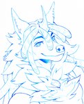 anthro blue_ink blue_line_art braided_hair chest_tuft ear_piercing eyebrows hair male piercing smile smiling_at_viewer solo tuft rinkusu69 nintendo pokemon ezekiel_(huf13) generation_4_pokemon lucario pokemon_(species) colored_line_art hi_res line_art