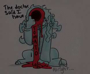 ambiguous_gender blood blood_from_wound bodily_fluids claws clothed clothing cloven_hooves digitigrade eye_bags fur gore hand_on_ground holding_head hooves looking_at_viewer lyrics paws pupils red_pupils sitting solo text wounded neoncityrain great_god_grove humanoid english_text