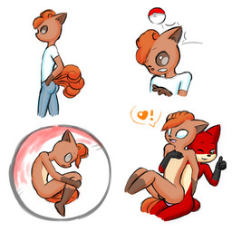 anal anal_penetration anthro captured duo femboy genitals gloves_(marking) hair heart_symbol in_pokeball male male/male male_penetrated male_penetrating male_penetrating_male markings multi_tail nude penetration penis pokeball red_hair sex simple_background standard_pokeball tail using_pokeball white_background norithics nintendo pokemon chaytel_solverre canid canine fox generation_1_pokemon mammal pokemon_(species) vulpix