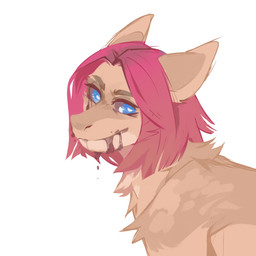 ambiguous_fluids blue_eyes female feral fur hair looking_at_viewer mouth_closed pink_hair pupils side_view simple_background solo tan_body tan_fur unsigned white_background white_pupils corzh77 mythology dragon furred_dragon furred_scalie mythological_creature mythological_scalie scalie 1:1 absurd_res hi_res