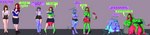 anthro big_breasts big_butt bimbofication blue_body blue_fur bodily_fluids breast_expansion breasts brown_hair butt cleavage clothed clothing dialogue expansion female fur green_body green_fur green_hair hair hay hooves horn huge_breasts machine milking_machine motion_lines nipples plant red_hair species_transformation speech_bubble standing stripes tail tail_motion tailwag teats text torn_clothing transformation udders wardrobe_malfunction water wide_image acutegabby bovid bovine cattle human mammal absurd_res english_text hi_res long_image sequence