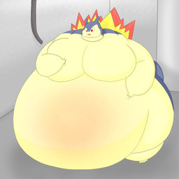 anthro belly belly_blush belly_overhang belly_squish big_belly big_cheeks big_moobs blue_body blue_ears blue_tail blush body_blush chubby_cheeks fangs fire hand_on_belly hand_on_moob hand_on_own_belly hand_on_own_moob hose huge_belly huge_moobs huge_thighs hyper hyper_belly hyper_moobs hyper_thighs inside male moob_squish moobs morbidly_obese morbidly_obese_anthro morbidly_obese_male multicolored_body obese obese_anthro obese_male open_mouth overweight overweight_anthro overweight_male pink_mouth red_eyes sharp_teeth solo squish tail tan_body teeth thick_thighs three-quarter_view two_tone_body weight_gain hgh-pine nintendo pokemon generation_2_pokemon pokemon_(species) typhlosion 1:1 2020 colored digital_media_(artwork) hi_res shaded