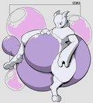 3_fingers ambiguous_gender anthro belly big_belly big_tail fingers front_view grey_background grey_body hand_on_belly hand_on_own_belly huge_belly huge_tail looking_down obese obese_ambiguous obese_anthro overweight overweight_ambiguous overweight_anthro pink_eyes purple_belly purple_tail simple_background smile solo tail tail_squish wassnamink nintendo pokemon generation_1_pokemon legendary_pokemon mewtwo pokemon_(species) 2024 cel_shading colored digital_media_(artwork) hi_res shaded