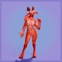 anthro clothing expressive female fingernails fur horn long_ears long_fingernails looking_at_viewer nails nude nude_female presenting red_body red_fur solo tongue tongue_out mess_maker sladdoska_(modeler) chert_(sladdoska) bovid caprine caprine_demon demon goat_demon mammal 1:1 digital_media_(artwork) hi_res