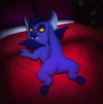 anthro anus backsack balls bed cute_fangs furniture genitals hooves looking_back lying male nude on_bed on_front presenting raised_tail solo tail wings amegared masters_of_the_universe mattel she-ra:_princess_of_power she-ra_(copyright) imp_(she-ra) demon imp hi_res