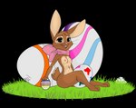 anthro breasts brown_body brown_fur candy dessert female food fur holidays looking_at_viewer mascot nipples nude open_mouth plant ribbons simple_background smile solo archerteamr_artist cadbury easter cadbury_bunny lagomorph leporid mammal rabbit alpha_channel digital_media_(artwork) hi_res