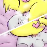 bed blush bodily_fluids duo eyes_closed female female/female feral fur furniture genital_fluids genitals nude open_mouth pussy sex tribadism vaginal vaginal_fluids white_body white_fur yellow_body yellow_fur milachu92 nintendo pokemon fan_character lantha milachu generation_1_pokemon lagomorph leporid mammal pikachu pokemon_(species) rabbit 1:1 2017