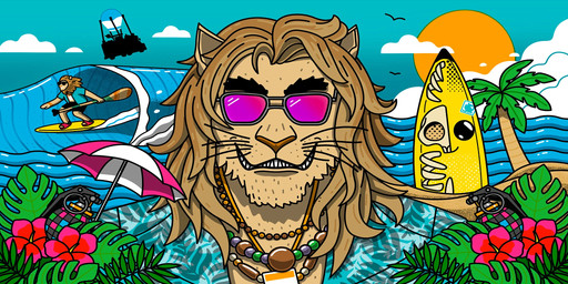 aloha_shirt anthro banana bone clothed clothing cloud day duo eyebrows eyewear flower food fruit fur hair jewelry male mane necklace outside palm_tree pattern_clothing pattern_shirt pattern_topwear plant sea shirt skeleton sky smile sun sunglasses surfboard surfing tan_body tan_fur teeth topwear tree umbrella water wave sasha_barr epic_games fortnite kingston_(fortnite) peely_bone ambient_bird elemental_creature felid flora_fauna food_creature lion living_fruit mammal pantherine 2025 2:1 digital_media_(artwork) hi_res official_art